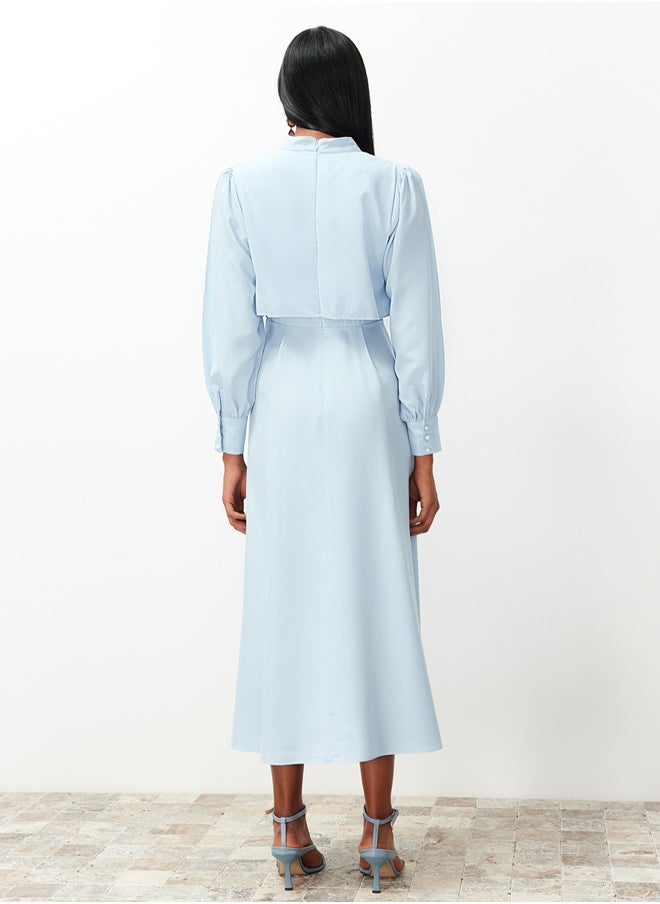Light Blue Aller Piece Detailed Woven Dress TCTSS24EB00190