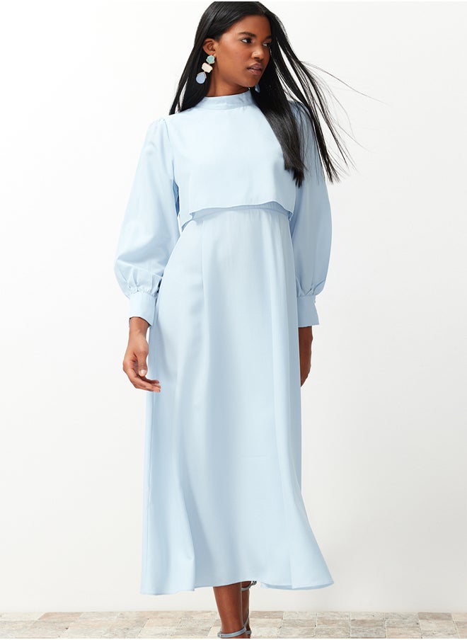 trendyol Light Blue Aller Piece Detailed Woven Dress TCTSS24EB00190  - Image 2