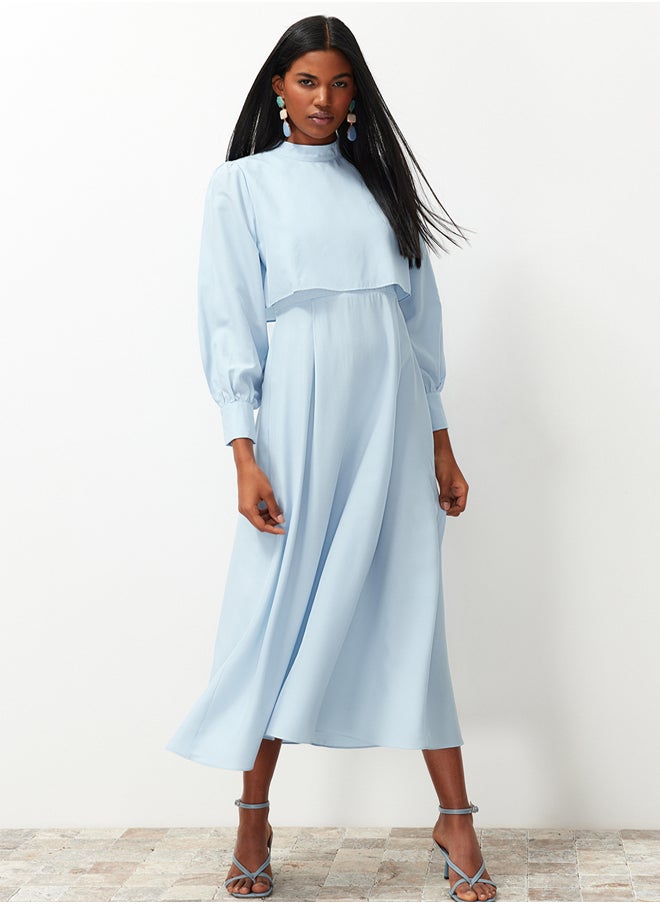 trendyol Light Blue Aller Piece Detailed Woven Dress TCTSS24EB00190  - Image 3