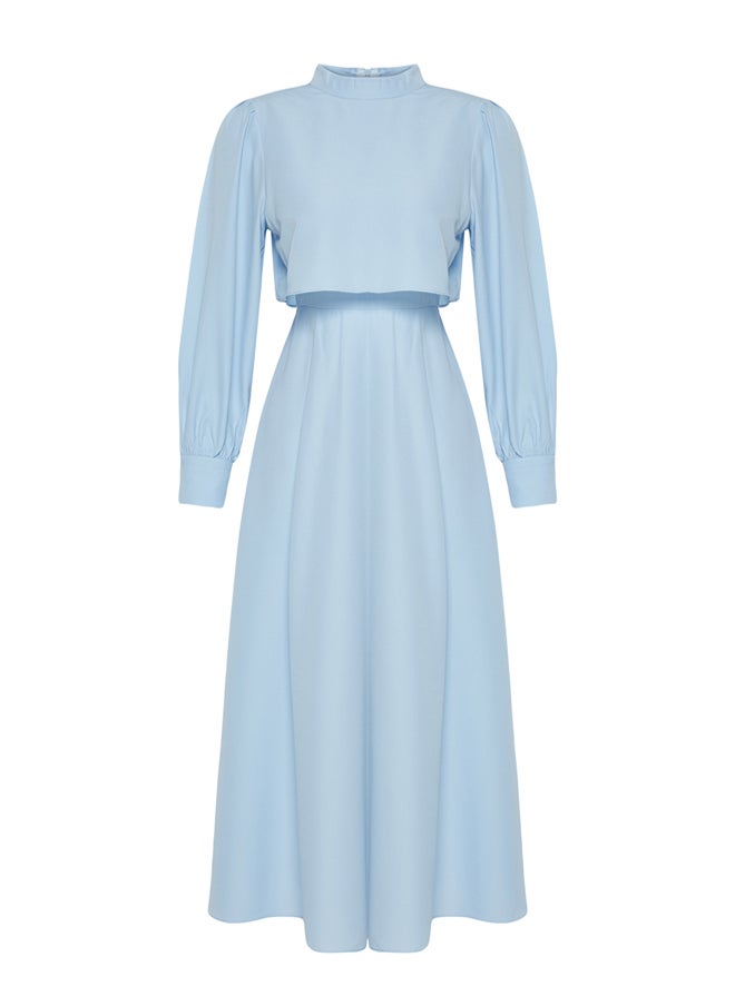 Light Blue Aller Piece Detailed Woven Dress TCTSS24EB00190