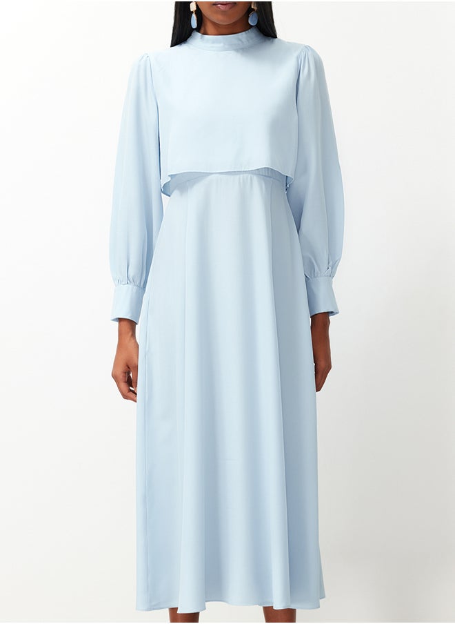 trendyol Light Blue Aller Piece Detailed Woven Dress TCTSS24EB00190  - Image 5