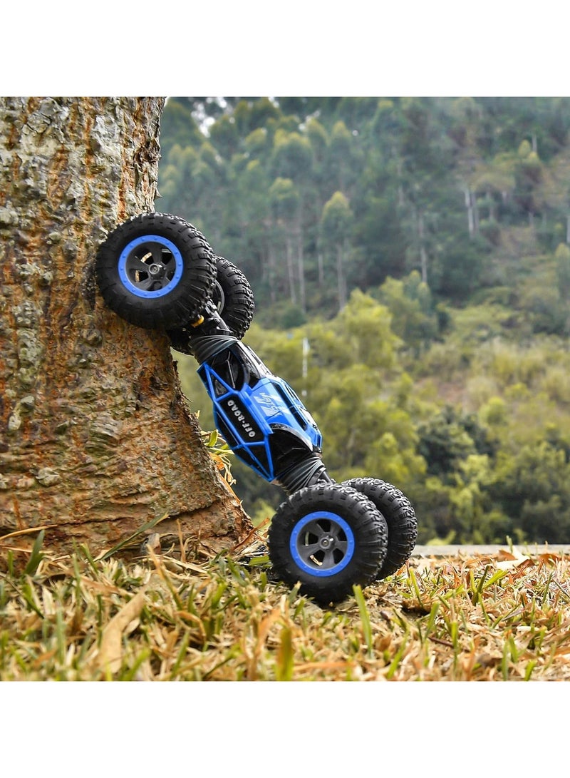 Taizz Ventures سيارة تحكم عن بعد 1:14 – سيارة استعراض قابلة للتحويل 4WD مع قيادة مزدوجة الجوانب، شاحنة وحش للطرق الوعرة، سيارات RC مقاومة للماء لجميع التضاريس للأطفال الأولاد والبنات – زرقاء - Image 3