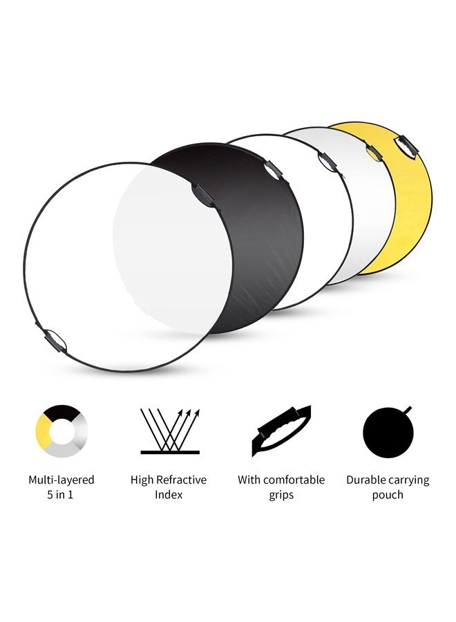 Selens 43 Inch (110cm) Photography Reflector, Collapsible Light Reflector with Carrying Case, 5 in 1 Reflector for Photography Photo Studio Lighting -Translucent, Silver, Gold, White and Black - Image 2