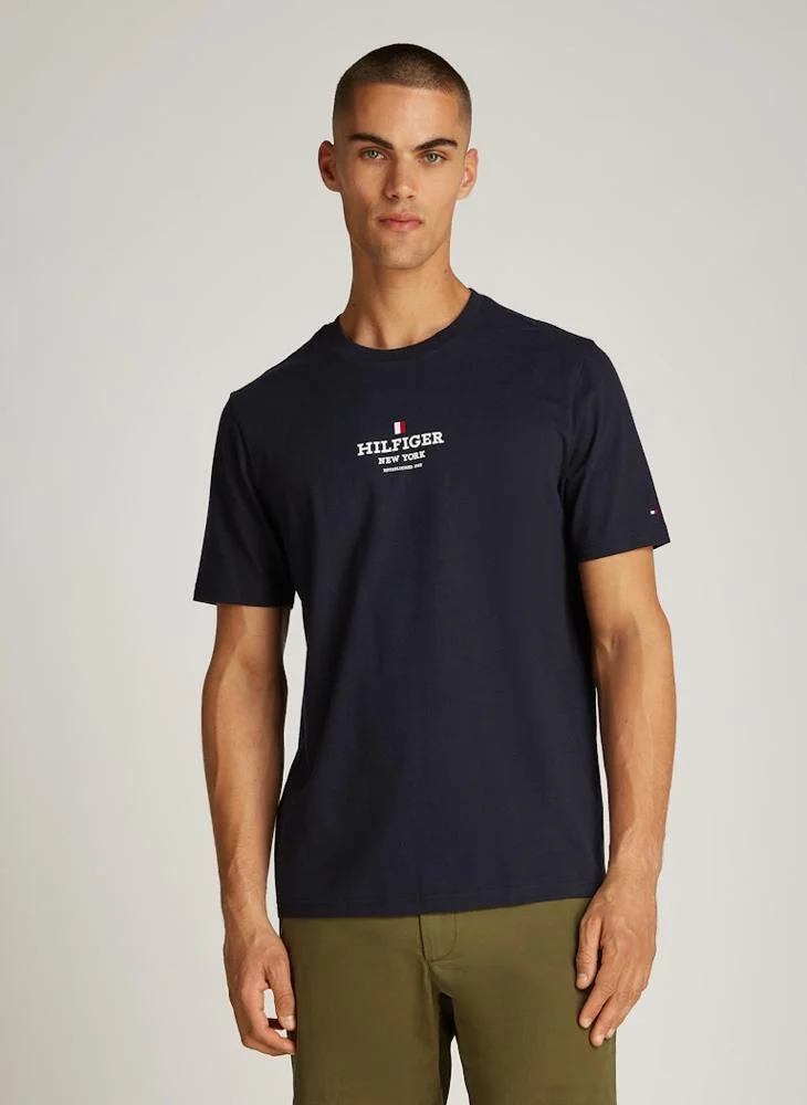 TOMMY HILFIGER Rwb Logo Print  Crew Neck T-Shirt