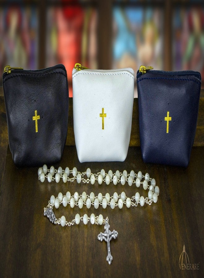 Venerare Genuine Italian Leather Catholic Rosary Pouch | Fits Almost of Rosary | Makes a Great First Communion or Confirmation Gift | Ideal for Boys or Girls - Image 3