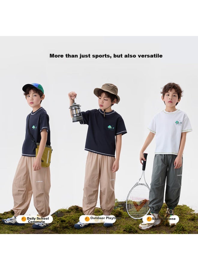 NUBIWU Nubiyu Boys' Pants, Spring And Summer Thin Breathable Children's Trousers, Stylish Casual Sports Pants For Boys, Elastic Ankle Pants For Older Children - Image 2