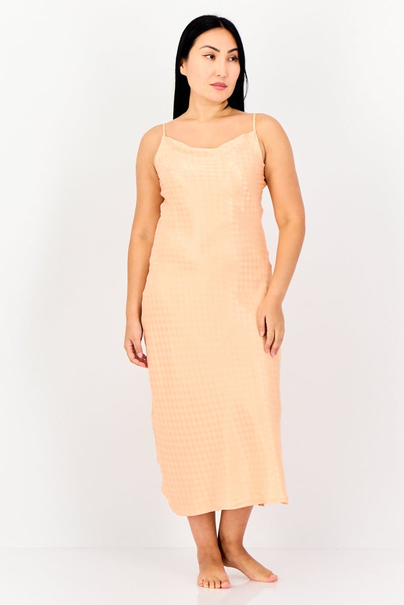 zivame Women Textured Sleeveless Sleepwear Dress, Peach - Image 1
