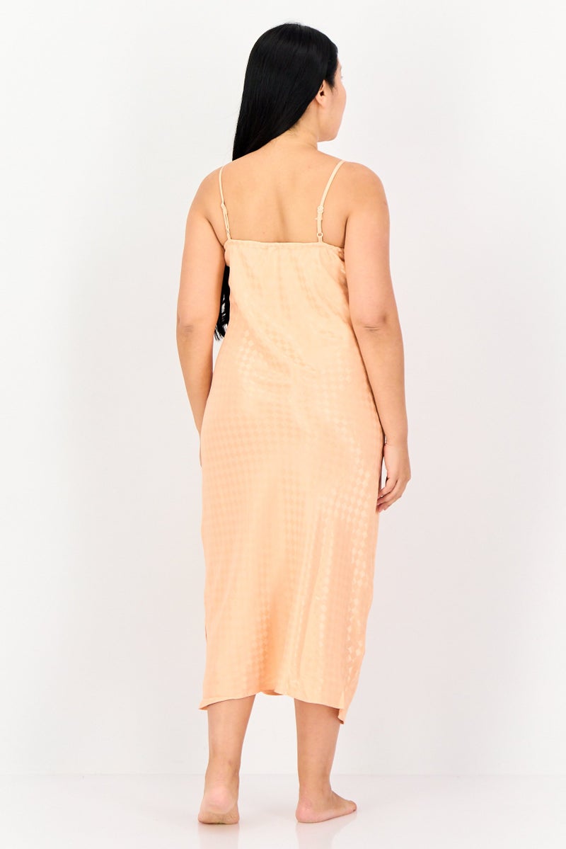 zivame Women Textured Sleeveless Sleepwear Dress, Peach - Image 3