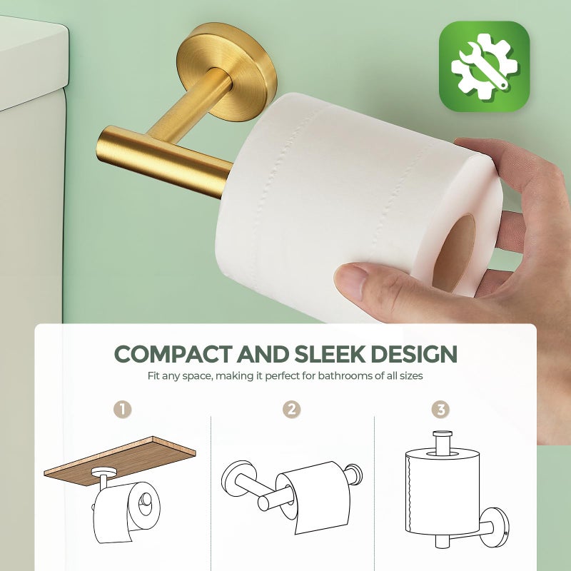 JOY DECOR 2 Pack Toilet Roll Holder Stand - Gold SUS304 Stainless Steel  Rustproof Toilet Paper Holder Tissue Holder for Kitchen Washroom Wall Mount Bathroom Tissue Holder - Image 5