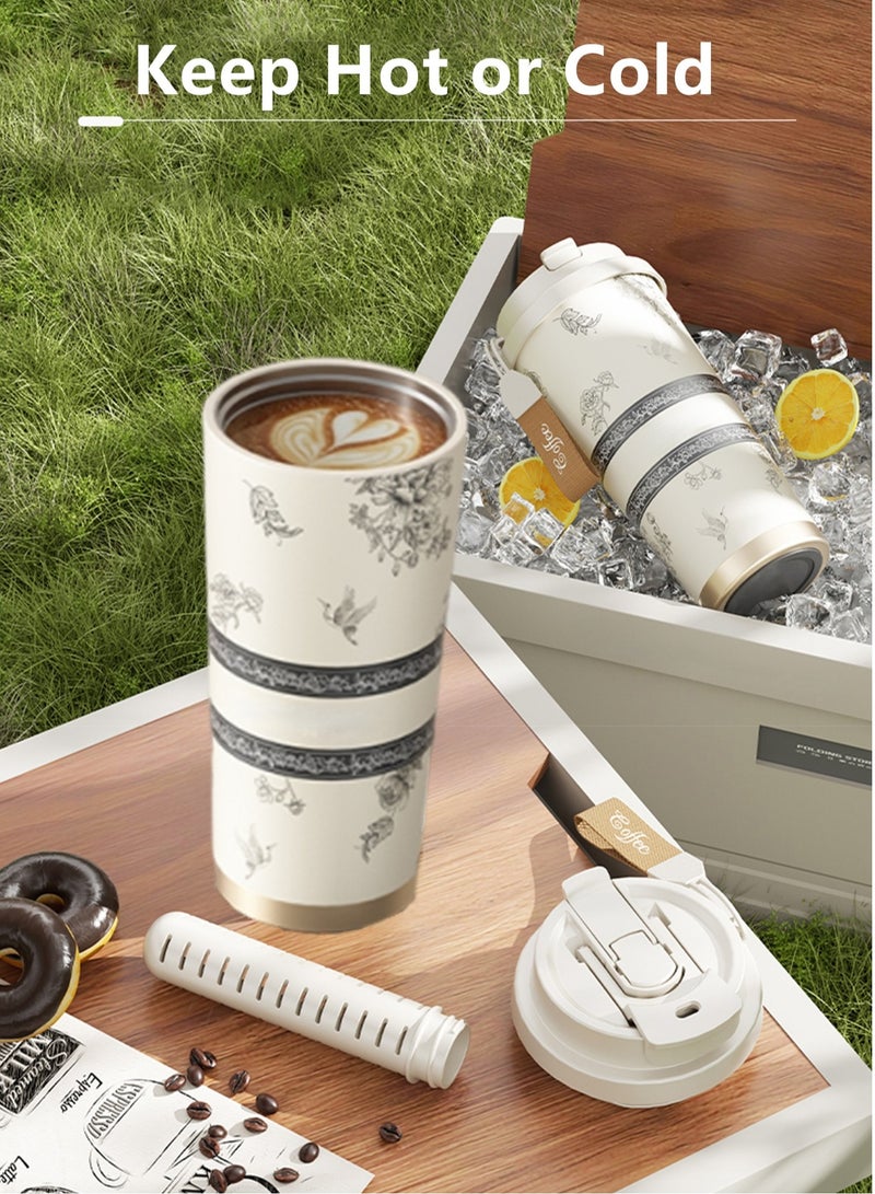CoolRabbie Insulated Tumblers with Lid and Straw, Large Capacity Double Wall Vacuum Stainless Steel Travel Mug, Coffee Cup for Iced and Hot Drinks, Leak Proof, Durable, and Portable  - Image 2