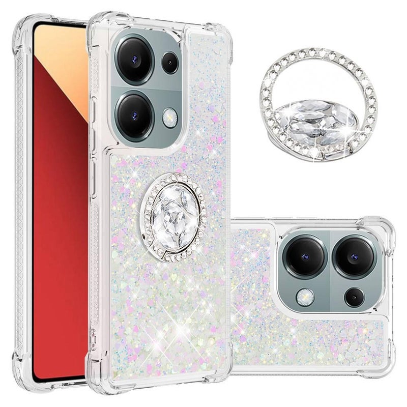 MS غطاء واقي بTPU لـ pixel10/pixel10pro مع مسحوق لامع وحامل حلقة مع نقشة نجوم مع حزام كتف متقاطع باللون Multicolour Love Heart من مادة TPU متعدد الألوان - Image 1