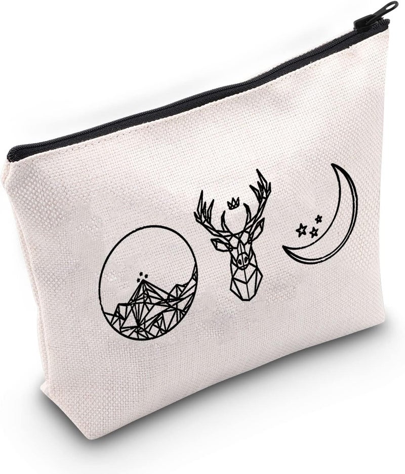 G2TUP G2TUP S-J M Book Series Symbols Makeup Bag S-J M Fan Gift A-CO-TAR T-OG CC Cosmetics Bag Book Lover Gift Zipper Travel Bag (S-J M Symbols White Bag 2.0) 