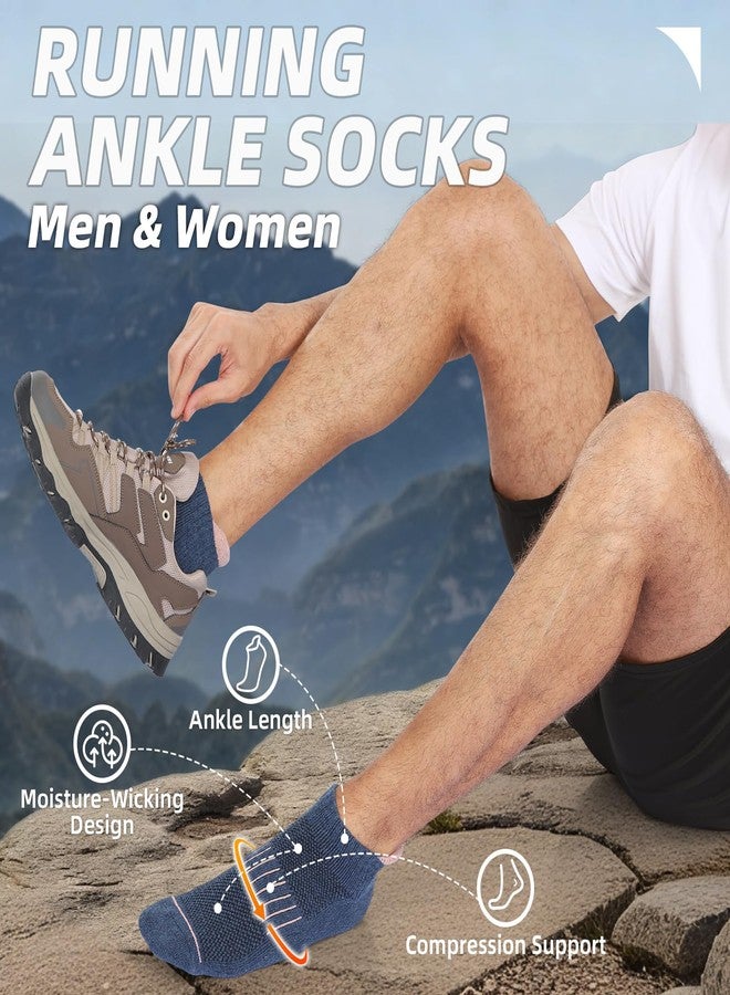 Lapulas Merino Wool Ankle Hiking Running Socks for Men Women Breathable Compression Thick Athletic No Show Socks 6 Pairs, Deep Color Mixed, L - Image 2