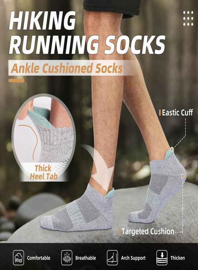 Lapulas Merino Wool Ankle Hiking Running Socks for Men Women Breathable Compression Thick Athletic No Show Socks 6 Pairs, Deep Color Mixed, L - Image 3