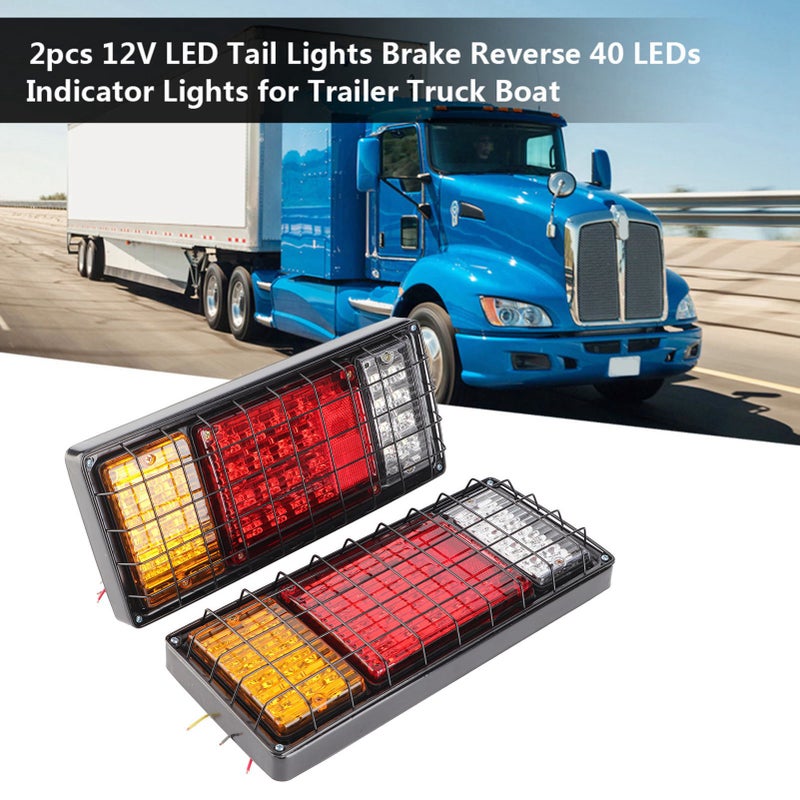 2pcs 12V LED Tail Lights Brake Reverse 40 LEDs Indicator Lights for Trailer Truck Boat - Image 5