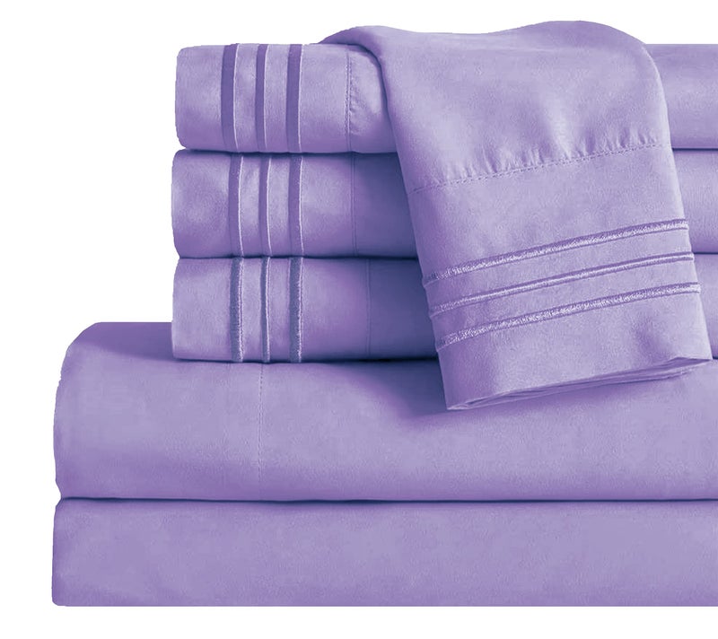 Mocassi King Sheet Set  Luxury Hotel 1800 Premier Bedding Sheets  Pillowcases  Ultra Soft Breathable  Cooling Bed Sheets  Deep Pocket  Wrinkle Resistant  6 Piece Set  King Lavender