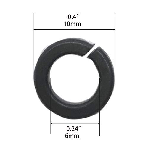 NGe M6，0.24" ID，Open Lock Washer Spring Washer Black (100 pcs) - Image 2