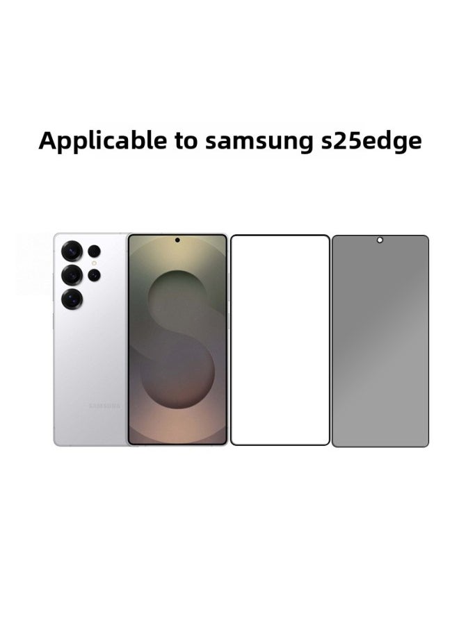 For Samsung S25 Edge Mobile Phone Tempered Film Unlocked Version Galaxy S25 Ultra-thin High-definition Screen Printing Anti-peep Film-Color:Silk Screen High Definition [ultra-thin Unlocking Version] With Base Plate-Size:Galaxy S25 Edge