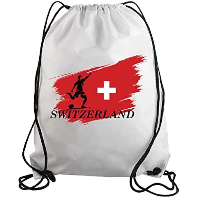 Switzerland Soccer Drawstring Bag for Sports Fans Riding Backpack Suitable for Adults and Kids
