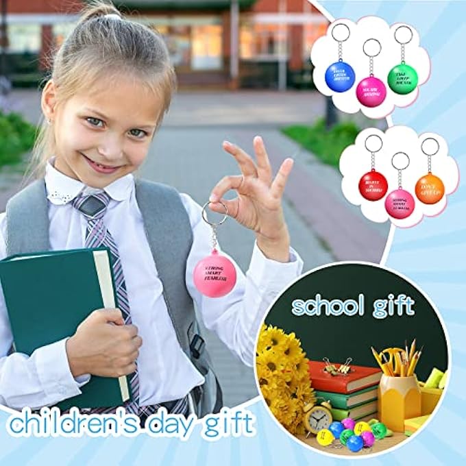 Zomiboo 20 Pieces Motivational Stress Balls Keychains Colorful Foam Balls Keychains Quotes Stress Ball Keychains Pack Inspirational Stress Relief Balls Keychains Anxiety Small Balls Keychains for Kids Adult - Image 3