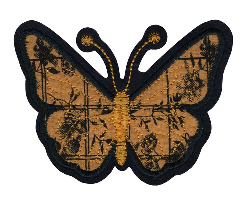 Generic Butterfly Applique Embroidered Sew-on Patch ; Size: 12.5cm x 9.5cm for Jackets, Caps, T-Shirts, Bags, Jeans, Pants, Outdoor Clothing ; Imported from Malaysia (1 Piece). (Code: M-22)  - Image 1