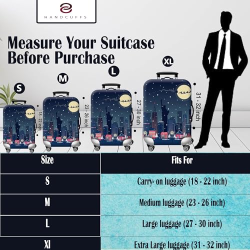 Handcuffs Luggage Cover Trolley Travel Covers, Washable Dust Proof Anti-Scratch Suitcase Protector (Newyork-Night, S (18"-22")) - Image 3