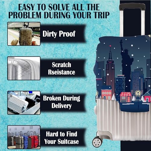 Handcuffs Luggage Cover Trolley Travel Covers, Washable Dust Proof Anti-Scratch Suitcase Protector (Newyork-Night, S (18"-22")) - Image 4