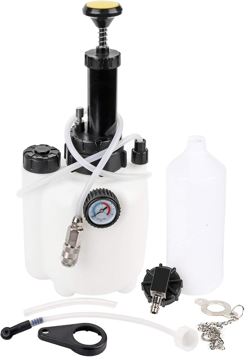 3L Brake Clutch Fluid Bleeder Tool Kit, Pneumatic Brake Bleeding System, 3 - Liter Capacity Pressure Bleeder with 1L Bottle for European Cars with 42mm Reservoir Cap - Image 1