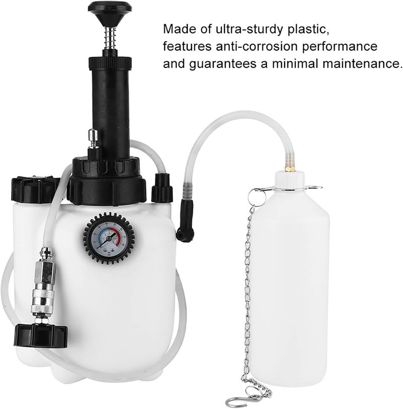 3L Brake Clutch Fluid Bleeder Tool Kit, Pneumatic Brake Bleeding System, 3 - Liter Capacity Pressure Bleeder with 1L Bottle for European Cars with 42mm Reservoir Cap - Image 2