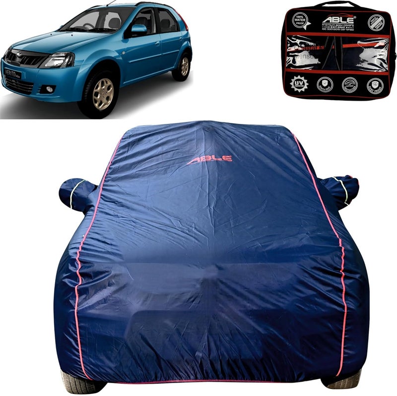 Able Parashuit Blue WR Series Car Body Cover with Mirror Pockets and Driver Door Zipper Compatible for MAHINDTA VERITO Vibe (2013 to 2019 Model) - Image 1