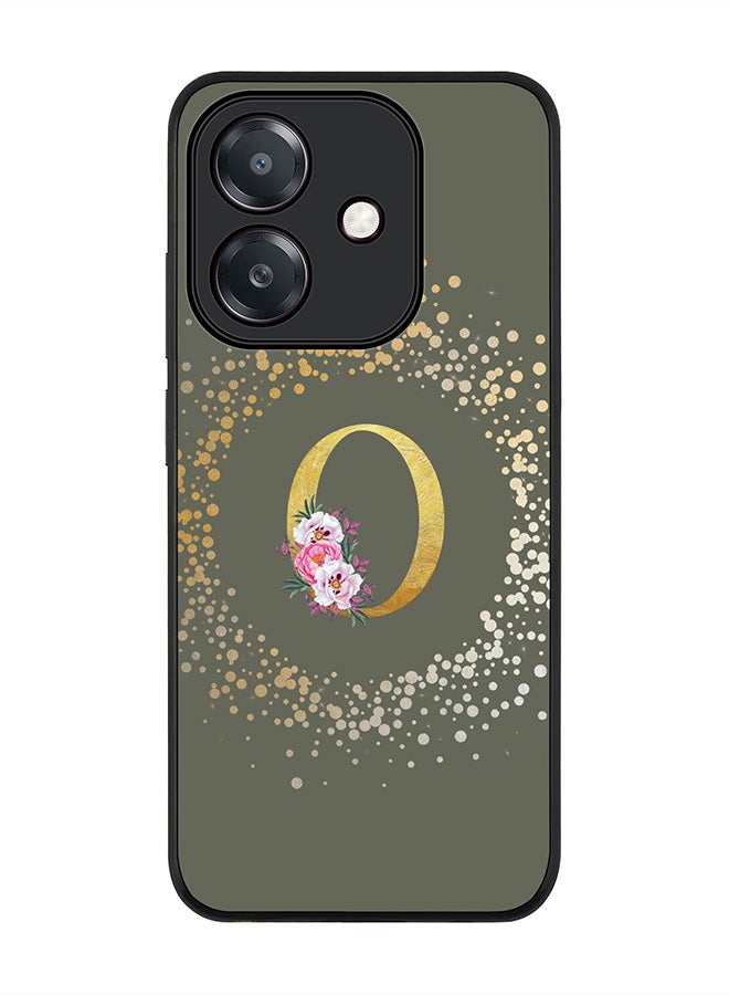 Stylizedd For Oppo A5i Case,Slim fit Camera Protection, Shockproof Thin Phone cover  - Custom Monogram Floral - O  (Olive Green )
