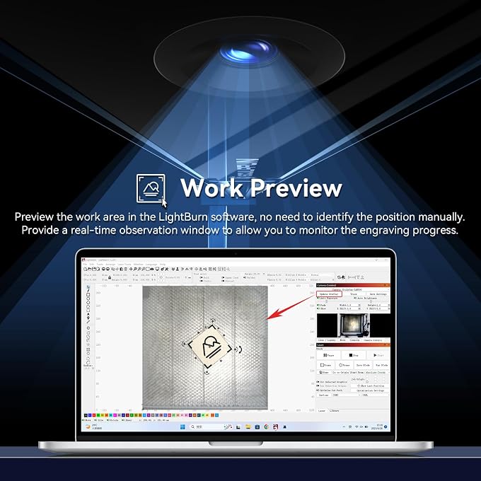 SCULPFUN CAM500 Lightburn Camera,Lightburn Camera for Laser Cutter Precise Positioning,HD Recording,Image Tracing,Working Range 400 * 400 - Image 2