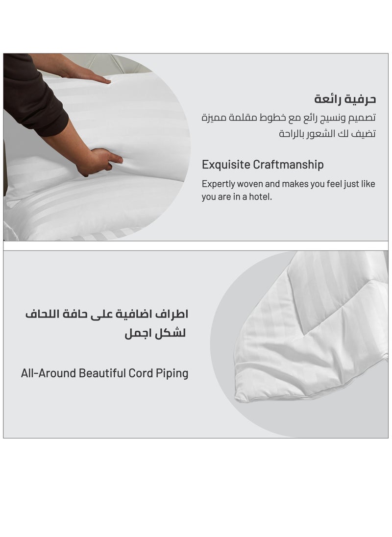Donetella - Bedding Comforter Set 6-Piece Double Size Hotel Style With Stripes And Super Soft Down Alternative Fillling White 240x260 cm - Image 1