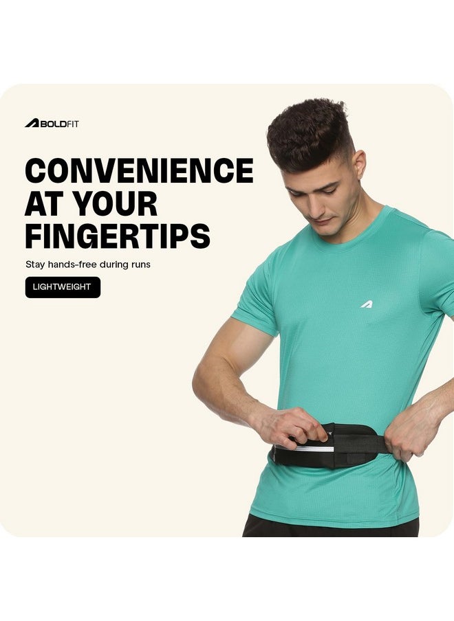BOLDFIT Running Waist Bag For Men Fanny Pack For Women Running Fanny Pack For Men Running Belt Waist Bag For Women Slim Waist Pouch For Men Waist Bag For Boys Waist Bags For Girls Fanny Bag - Black  - Image 2