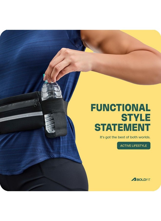 BOLDFIT Running Waist Bag For Men Fanny Pack For Women Running Fanny Pack For Men Running Belt Waist Bag For Women Slim Waist Pouch For Men Waist Bag For Boys Waist Bags For Girls Fanny Bag - Black  - Image 3