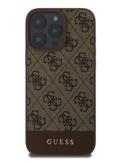 GUESS iPhone 16 Pro Case PU 4G Hard cover with Bottom Stripe Classic Logo / Drop Protection / Extra Shield Protection / Slim back Cover - Brown  - Image 3
