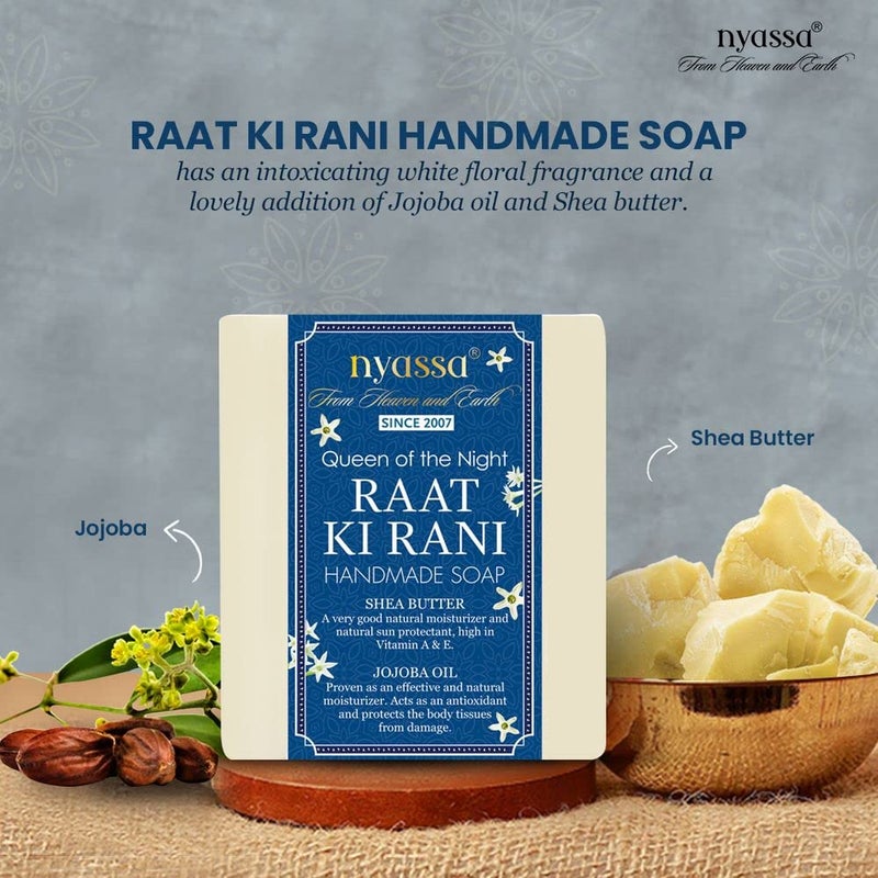 Nyassa Floral Collection Combo pack 75gmx5 Soaps Parijat Night Blooming Jasmine  Son Champa  Temple Mogra  Raat Ki Rani  Mountain Musk Handmade soap 75 g Each - Image 5