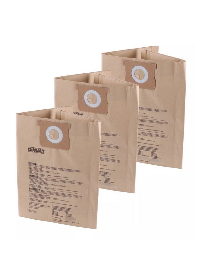 DEWALT 3-Piece Standard Dust Bag for Wet and Dry Vacuum Brown 26.2 x 3.4 x 24 cm DXVA19-4203 - Image 2
