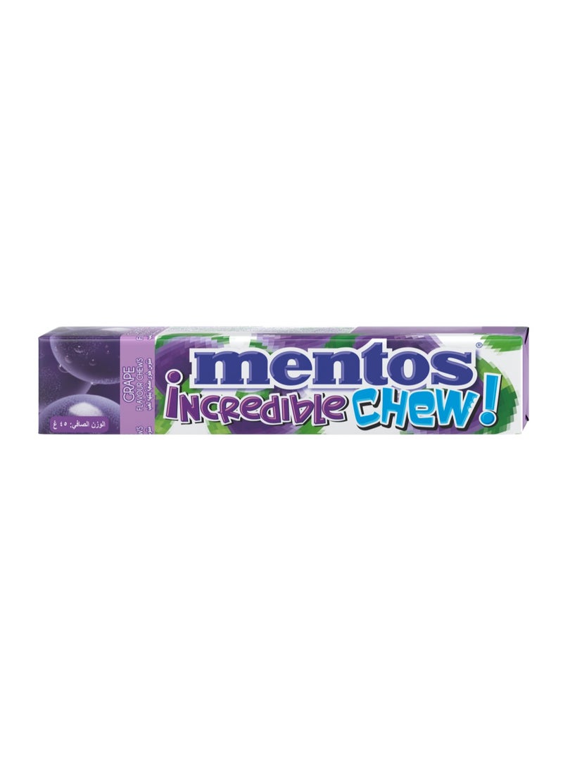 Mentos Incredible Chew Candy Grape Flavour 45g - Image 1