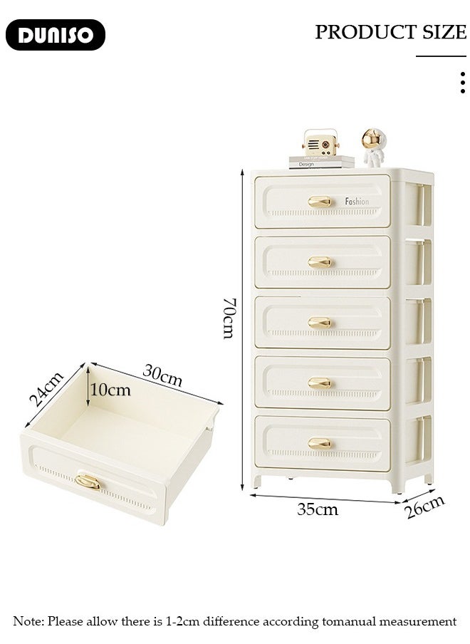 DUNISO Plastic Storage Bins,Drawer Storage Cabinet Toys Storage Box 5 Layer containers for Kitchen Storage Box for Clothes,Toys,Portable Storage Organizer Mobile File Storage Cabinet, Waterproof Drawer Containers for Bathroom,Storage Bins for Home Office School  - Image 2
