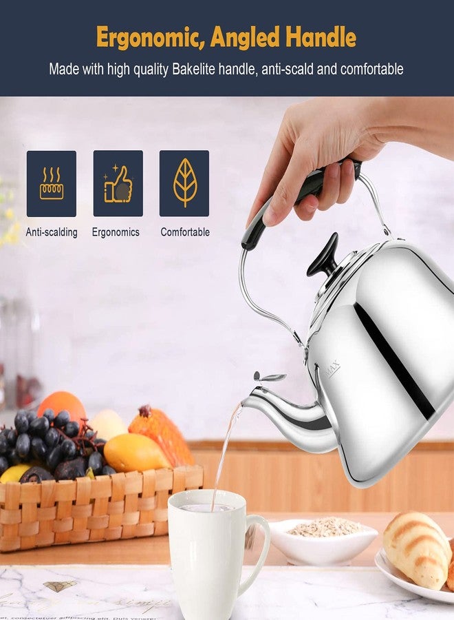 AMFOCUS Tea Kettle Stovetop Whistling Teakettle ClassicTeapot Stainless Steel Tea Pots for Stove Top with Heat-resistant Folding Handle Mirror Finish, 2 liters - Image 4