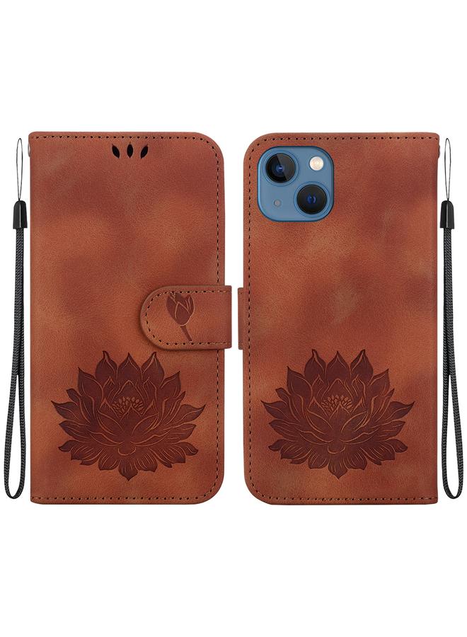 S-TOP Case For iPhone 15 Plus Lotus Embossed Leather Phone Case - Image 1