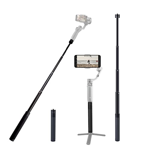 Ruittos عصا تمديد لجيمبال، 29 بوصة عصا سيلفي متوافقة مع مثبت جيمبال DJI OM 5/4 أوزمو موبايل 3 2/فييو/زهيون سموذ 5 Q & 4 وجميع الجيمبال مع خيط 1/4" عمود محمول لكاميرا أكشن Go Pro - Image 1