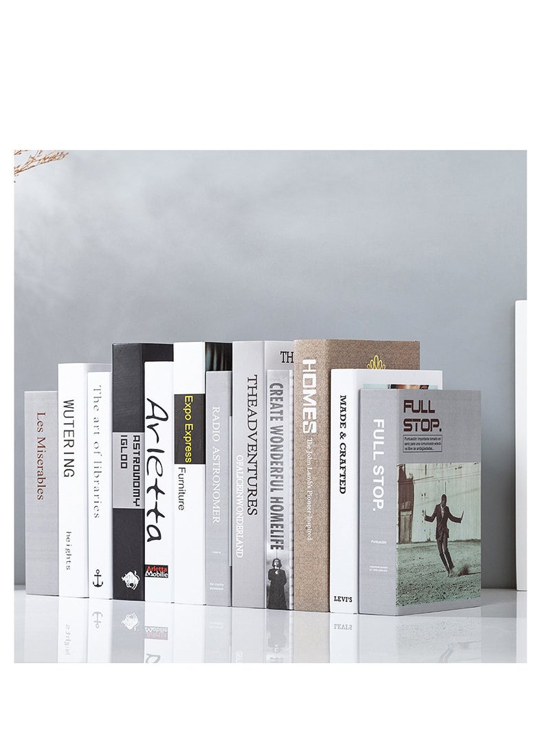 زويهاو مجموعة كتب زخرفية مكونة من 12 قطعة من الكتب المزيفة الحديثة بغلاف مقوى لتزيين المنزل والمكتب ورف طاولة البار - Image 1