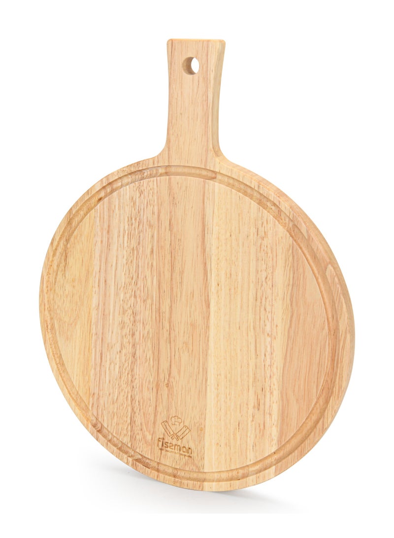 فيسمان لوح تقطيع مطاطي من الخشب 30 سم لتقطيع اللحوم والخضروات والفواكه وسكين الجبن صينية تقديم لطيفة مع أخدود عصير وسميكة - Image 1