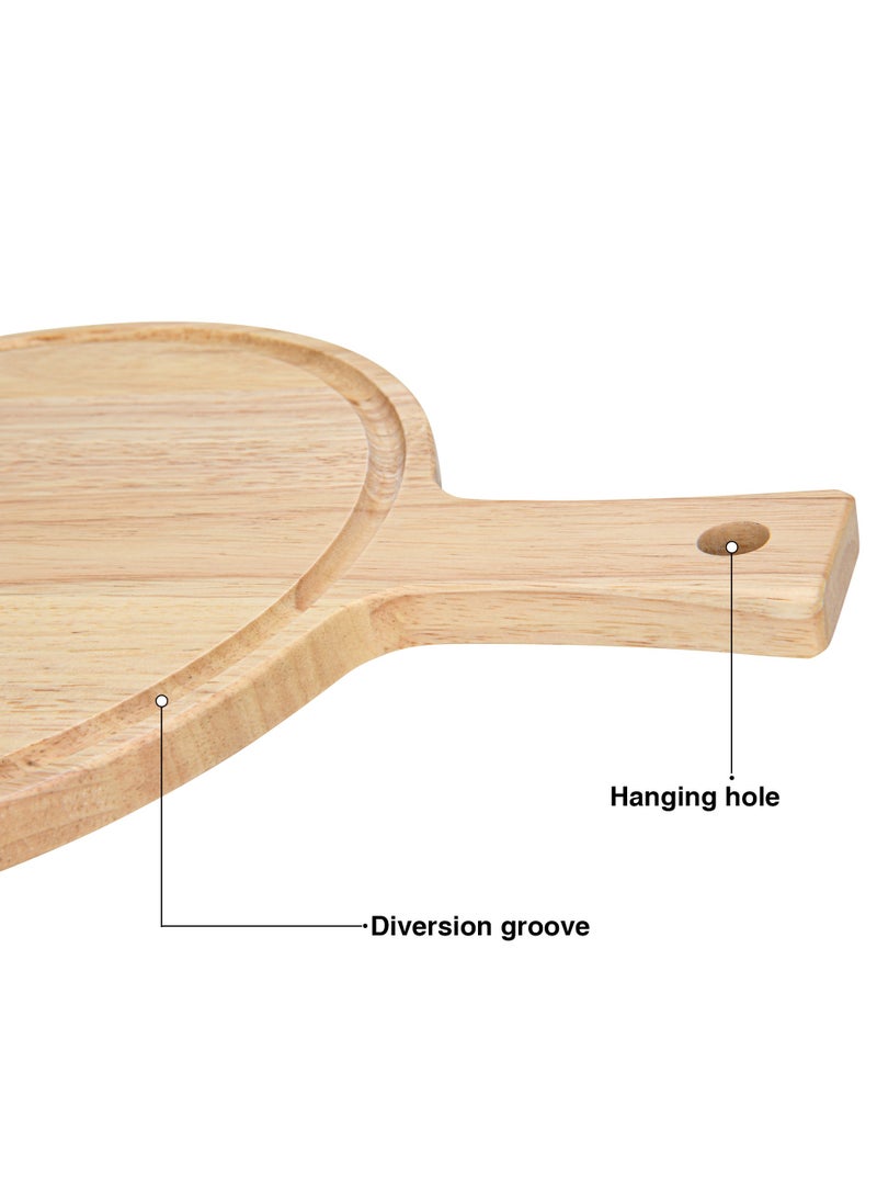فيسمان لوح تقطيع مطاطي من الخشب 30 سم لتقطيع اللحوم والخضروات والفواكه وسكين الجبن صينية تقديم لطيفة مع أخدود عصير وسميكة - Image 2