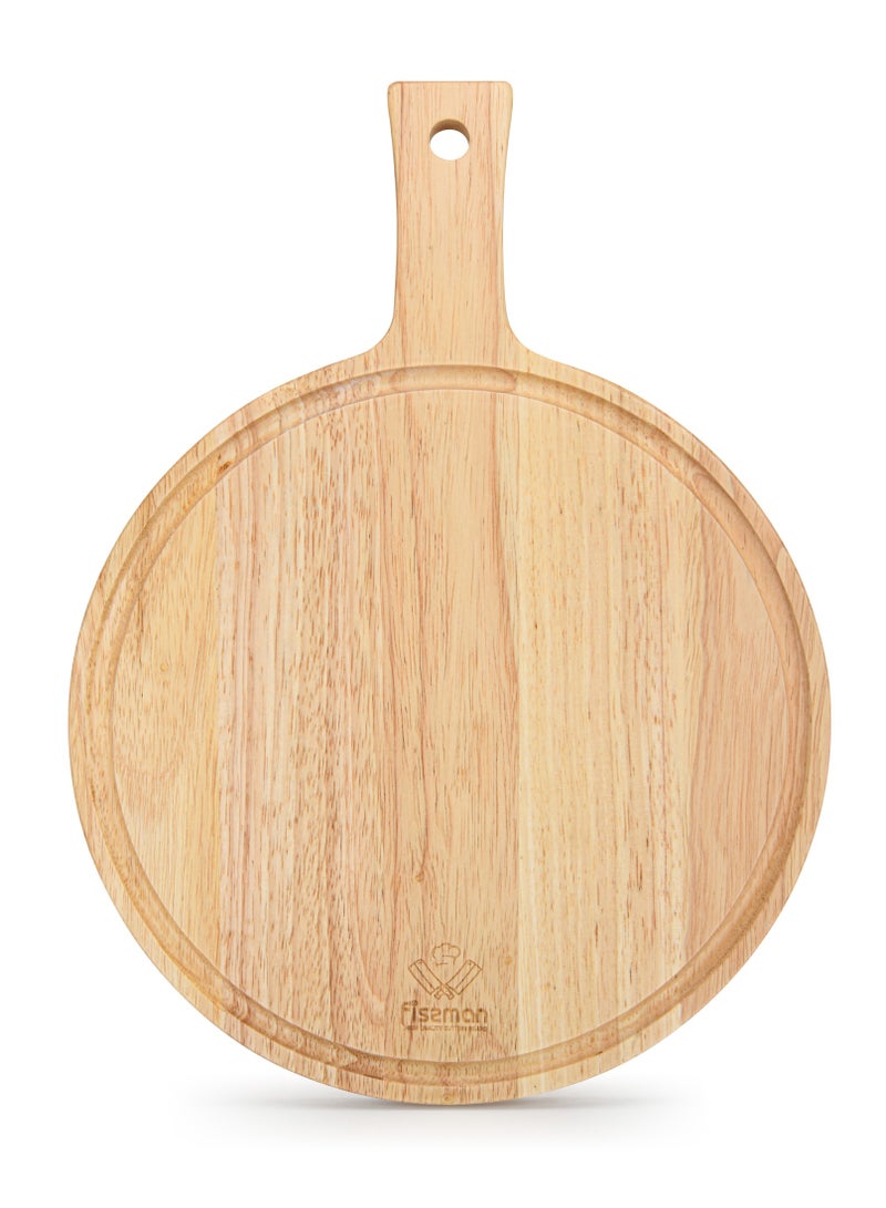 فيسمان لوح تقطيع مطاطي من الخشب 30 سم لتقطيع اللحوم والخضروات والفواكه وسكين الجبن صينية تقديم لطيفة مع أخدود عصير وسميكة - Image 4