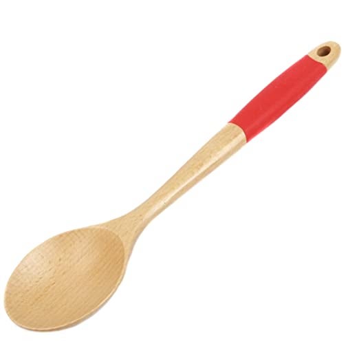 Chef Craft Premium Silicone Handle Wooden Spoon Set, 14 inch, Red - Image 4