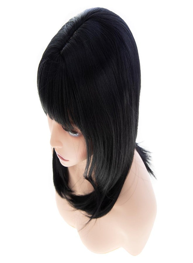 Dsimeig Medium Long Black Wigs for Women Straight Bangs Wig,Synthetic Hair for Daily Party Use - Image 3