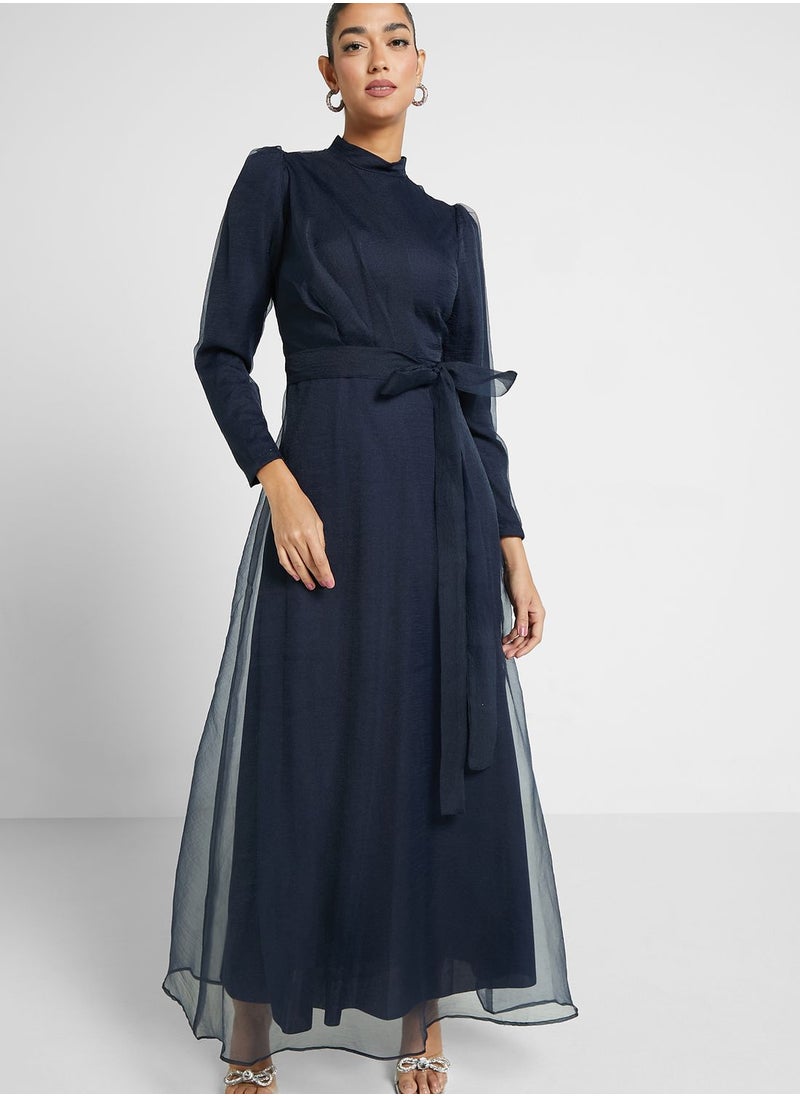 Khizana Puff Sleeve Belted Dress  - Image 4